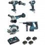 Pack 5 outils 18v lxt 4x5 ah en makpac dlx5038ptj makita