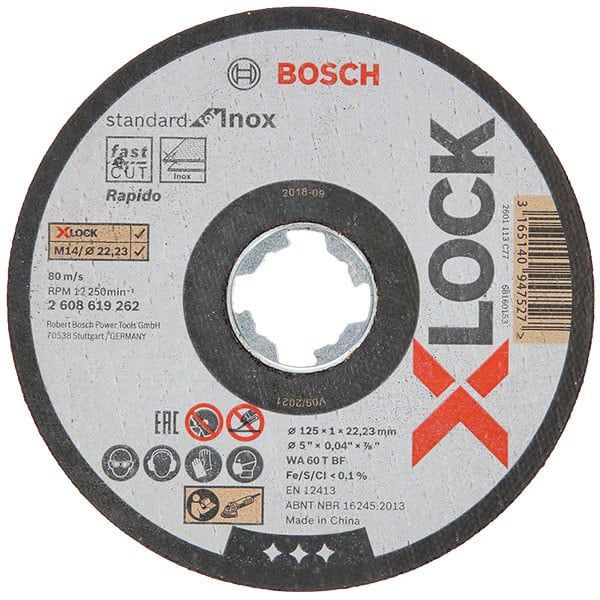 BOSCH Disque à tronçonner plat X-LOCK 125mm - Standard for Inox