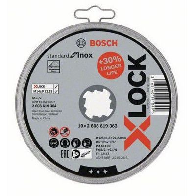 BOSCH 1 disque diamant 2608615166 + 10 disques 125 metal/inox - X-LOCK