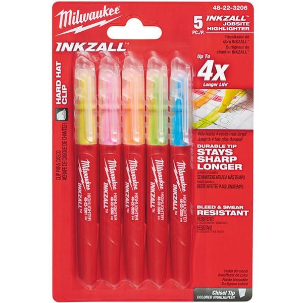 MILWAUKEE Pack de 5 surligneurs Inkzall couleur - 48223206