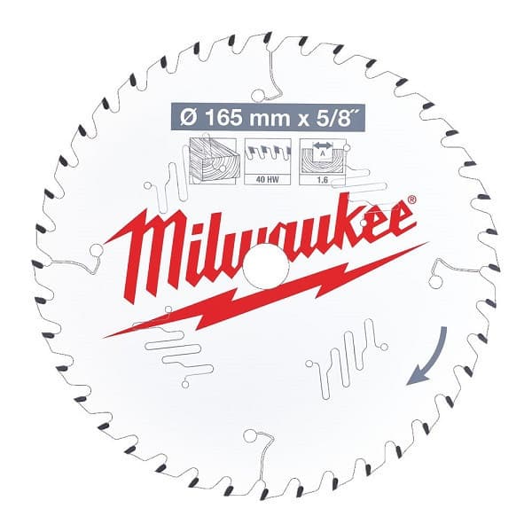 MILWAUKEE Lame de scie circulaire bois 165x15.87x1.6x40 alternée