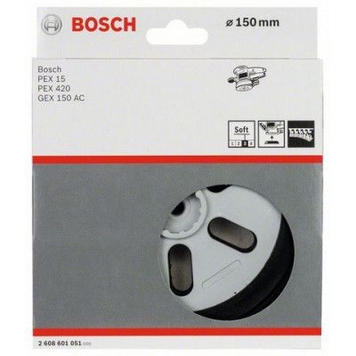Plateau De Ponçage 150 Mm Avec 6 Trous - Pour Bosch GEX 150 - Caoutchouc Souple, Fixation Crochet/Boucle - Professionnel
