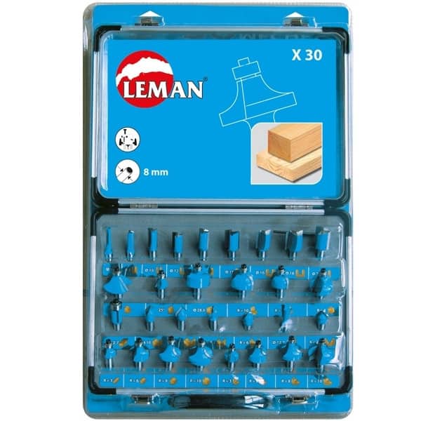 LEMAN Coffret 30 mèches de défonceuse assorties queue 8mm - 42870030