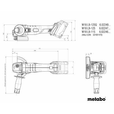 METABO, Meuleuse 125 mm 18V Solo W 18 L 9-15