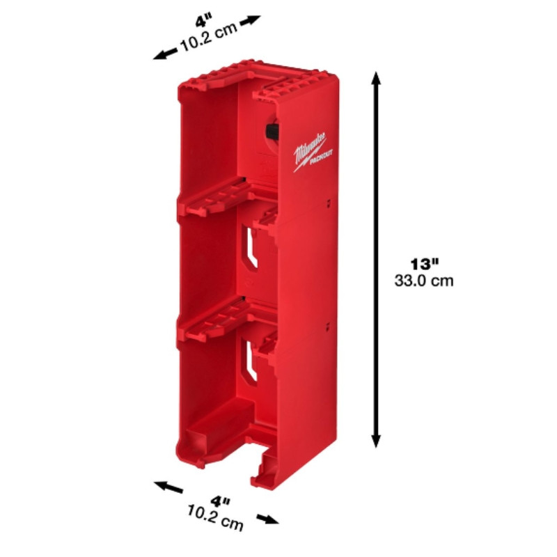 Support Mural Imprimé 3D Pour Batteries Milwaukee M18 - Contient Jusqu'à 3 Batteries, Rouge, Fabriqué Aux USA