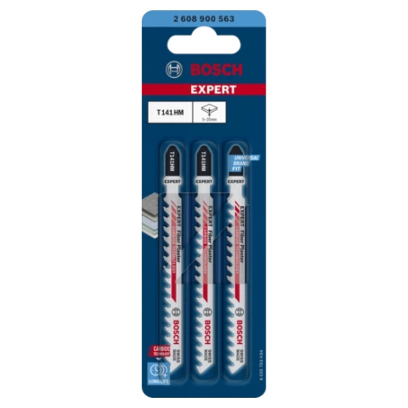 Bosch Accessories Lot 3 Lames Scie Sauteuse – Bois Tendre, Bois à Brûler, Métal, Coupes Propres & Précises