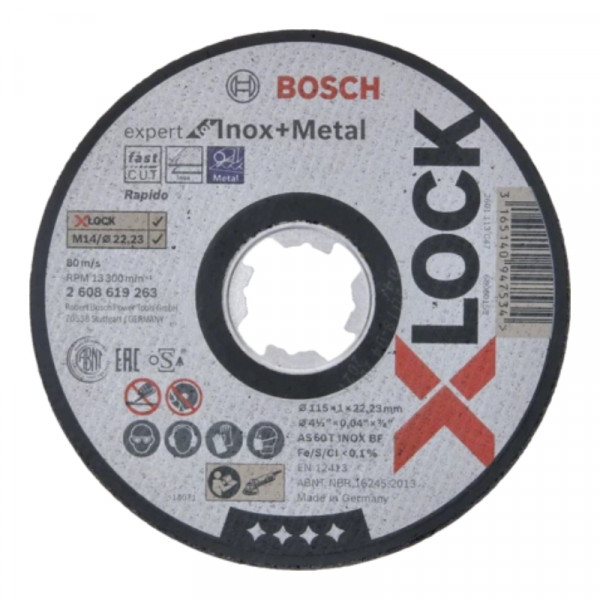 BOSCH Disque à tronçonner X-Lock 115 Expert for Inox - 2608619263