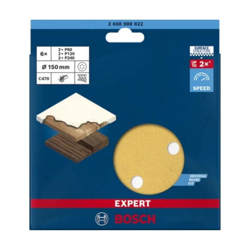 Disques Abrasifs Bosch C470 - Pack De 5, Grain 60, Ø125 Mm