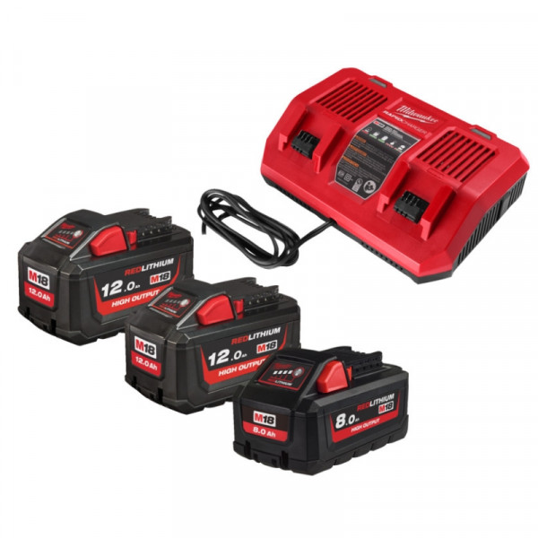 MILWAUKEE Pack Batteries HNRG 18V 1x8Ah + 2x12Ah HighOutput M18  - 4932492933
