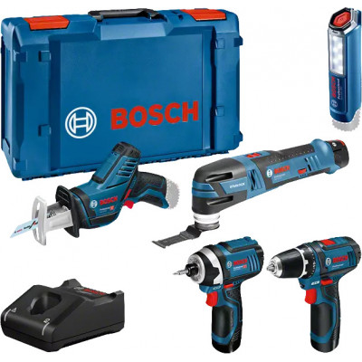 Pack de 5 outils sansfil Bosch 12 V GSRFCGOPGHOGWSGST 2 batteries 2 Ah  batterie 3 Ah
