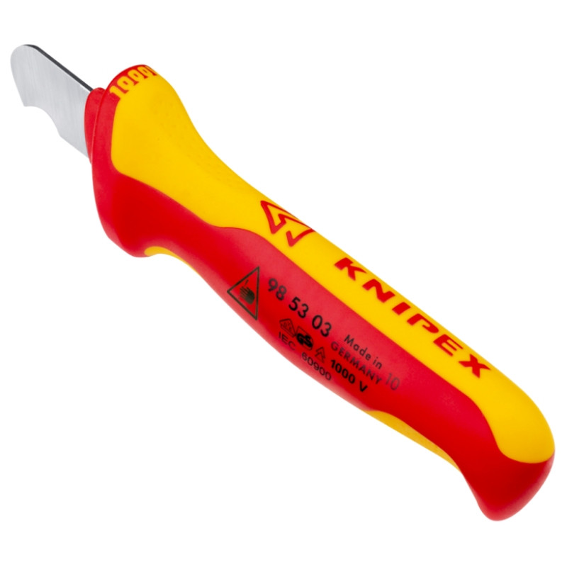 Couteau électricien VDE Knipex 190mm - Poignée Isolante Bi-matière