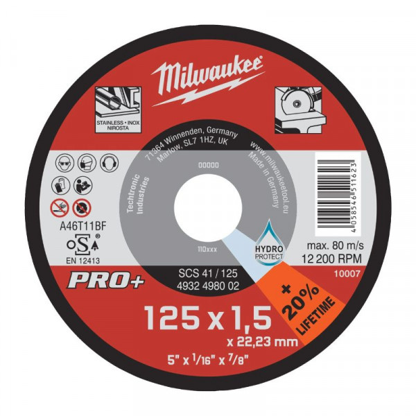 MILWAUKEE Disque à tronçonner pro+ 125mm x 1.5 mm - 4932498002