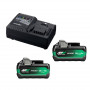 Pack 2 batteries 18/36v multivolt 2x5 ah avec chargeur uc18ysl3whz hikoki hitachi