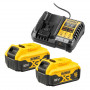 Pack 2 batteries 18V XR 5Ah avec chargeur Dewalt DCB1104P2