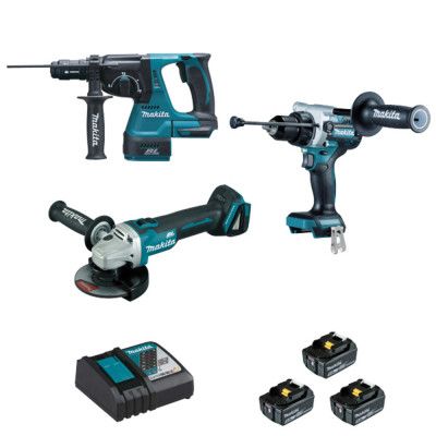 MAKITA Pack 3 outils 18V LXT (DDF486 + DGA506 + DHR243) 3x5Ah - DLX3157TJ