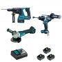 MAKITA Pack 3 outils 18V LXT (DDF486 + DGA506 + DHR243) 3x5Ah - DLX3157TJ