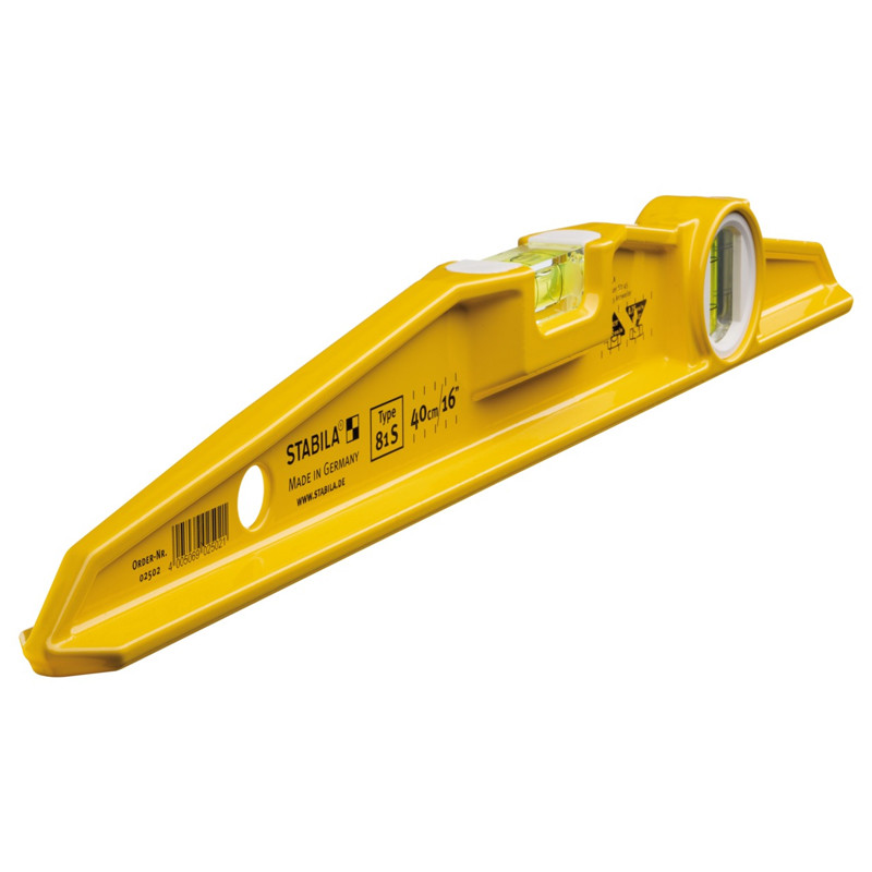 Niveau à Bulle STABILA Type 80 - Longueur 60 Cm, Avec Encoches De Marquage Et Embouts Antidérapants