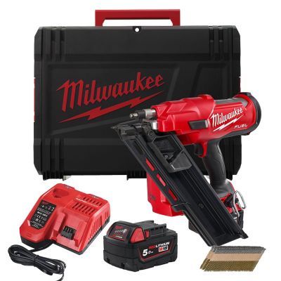 MILWAUKEE Cloueur charpente 18V 2x5Ah M18 FFN-502CA + 19800 clous 75mm - 4933493924