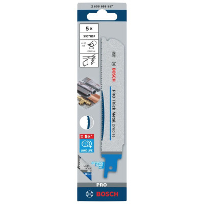 BOSCH 5 Lames de scie sabre PRO Métal 150mm S937HBF - 2608658997