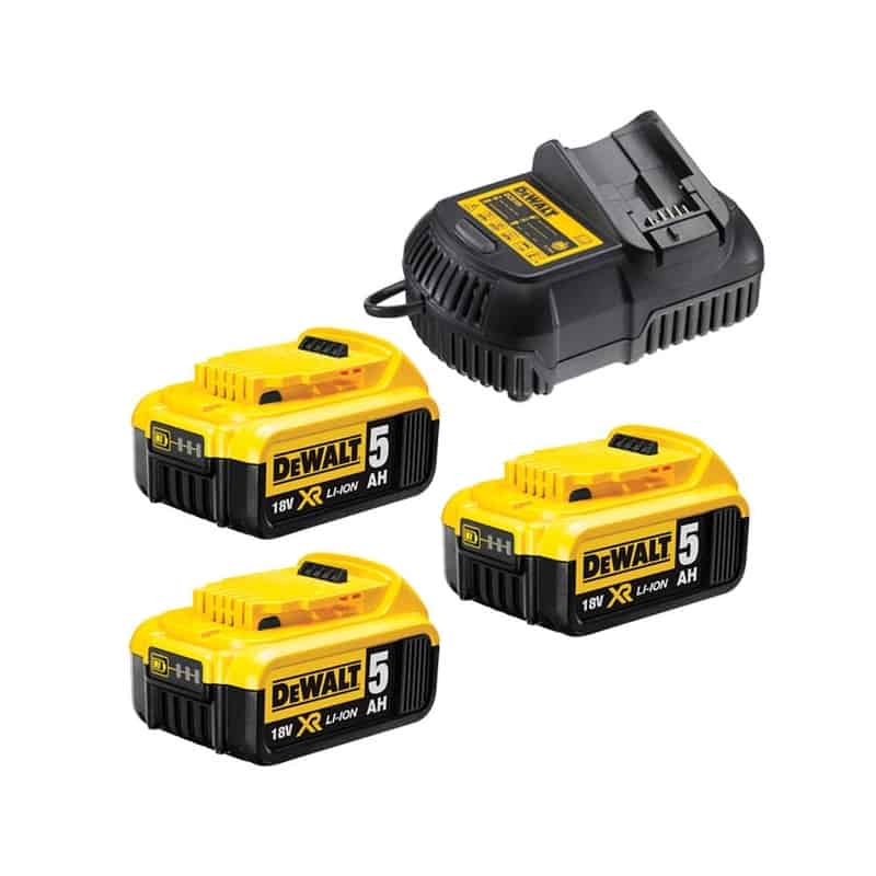 DEWALT Pack 3 batteries 18V 5Ah + chargeur - DCB115P3