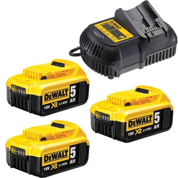 DEWALT Pack 3 batteries 18V 5Ah + chargeur - DCB115P3